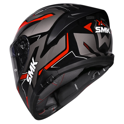 SMK Typhoon Azonix Matt Black Grey Red Helmet(MA263) ECE 22-06