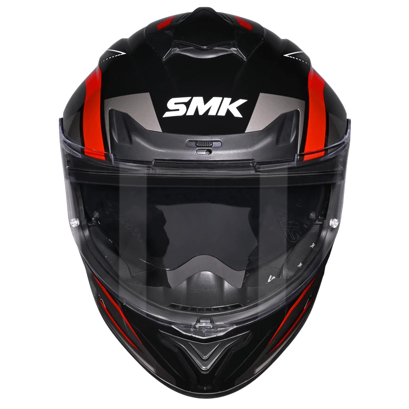 SMK Typhoon Azonix Matt Black Grey Red Helmet(MA263) ECE 22-06