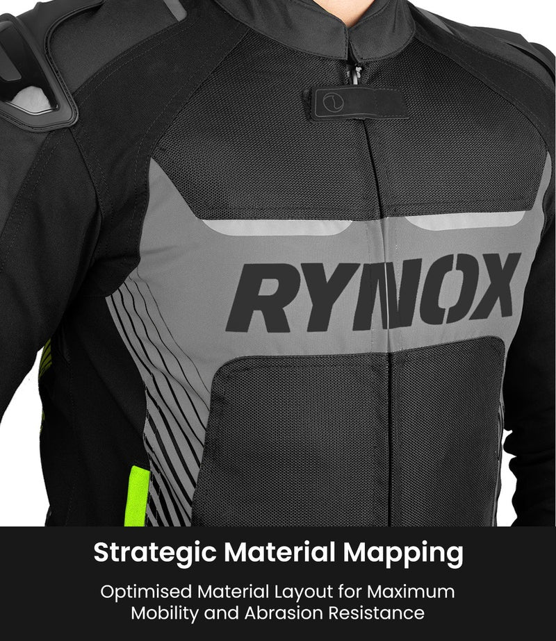 RYNOX APEX EVO CE CERTIFIED CLASS AA JACKET (BLACK-HI-VIZ) - AH Helmets