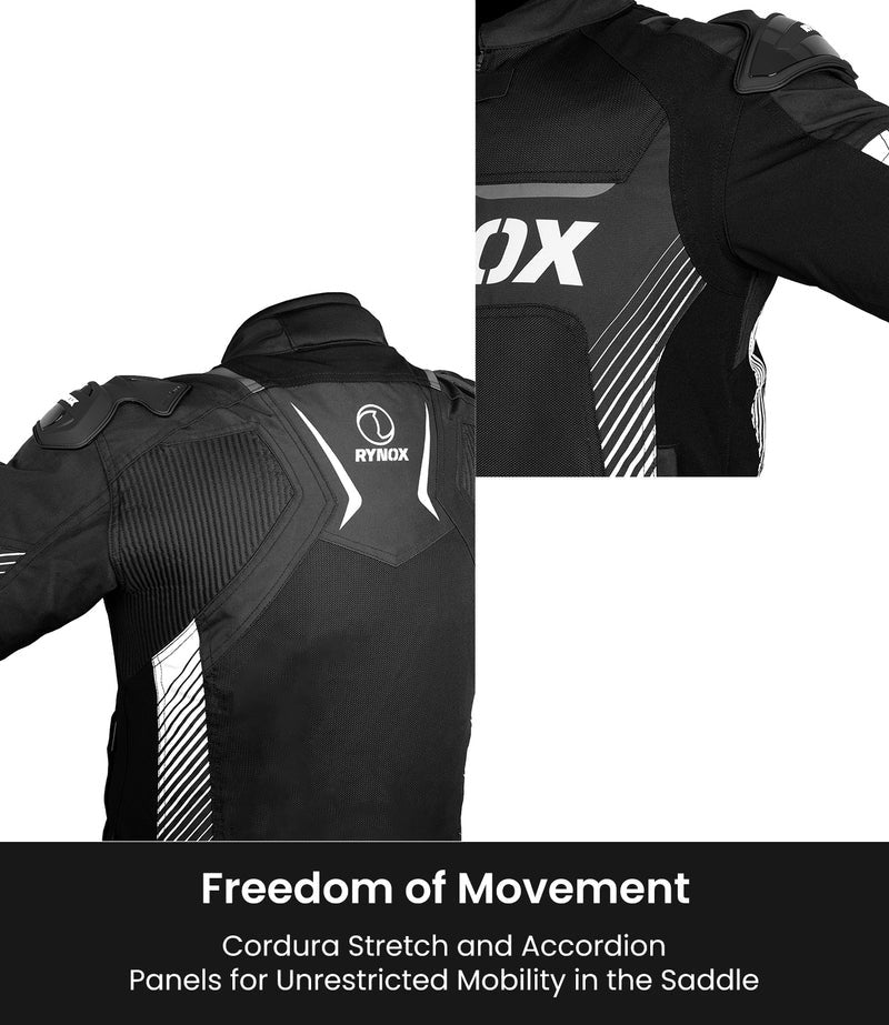RYNOX APEX EVO CE CERTIFIED CLASS AA JACKET (BLACK-WHITE) - AH Helmets