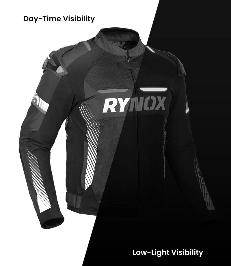 RYNOX APEX EVO CE CERTIFIED CLASS AA JACKET (BLACK-WHITE) - AH Helmets