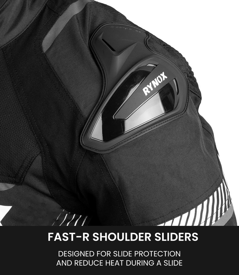 RYNOX APEX EVO CE CERTIFIED CLASS AA JACKET (BLACK-WHITE) - AH Helmets