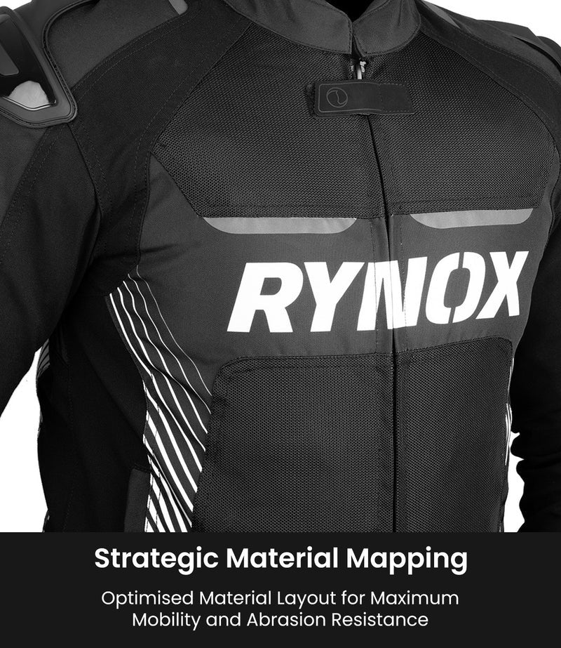 RYNOX APEX EVO CE CERTIFIED CLASS AA JACKET (BLACK-WHITE) - AH Helmets