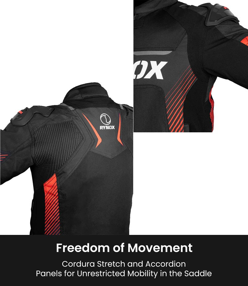 RYNOX APEX EVO CE CERTIFIED CLASS AA JACKET (BLACK-RED) - AH Helmets