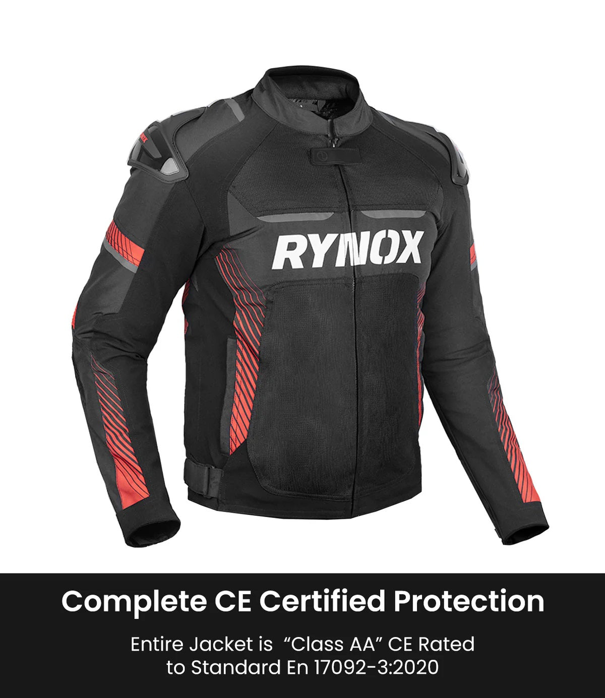 RYNOX APEX EVO CE CERTIFIED CLASS AA JACKET (BLACK-RED) - AH Helmets