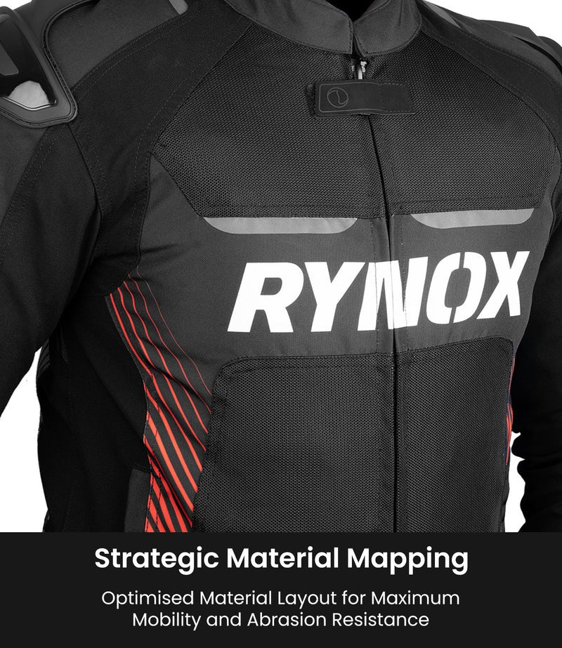 RYNOX APEX EVO CE CERTIFIED CLASS AA JACKET (BLACK-RED) - AH Helmets