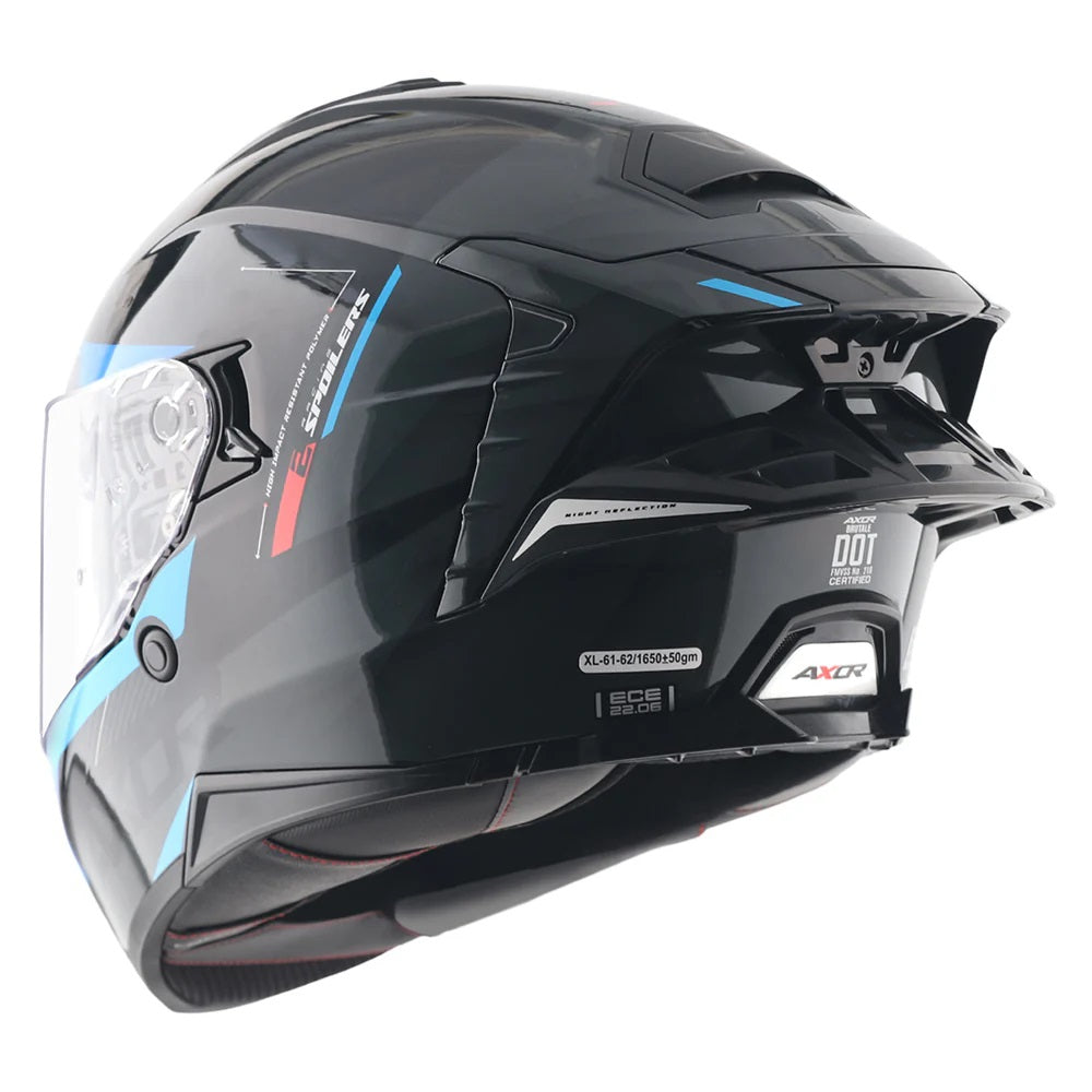 Axor Brutale Krytic Black Blue Dual Spoiler Helmet - AH Helmets