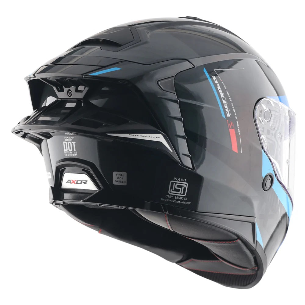 Axor Brutale Krytic Black Blue Dual Spoiler Helmet - AH Helmets