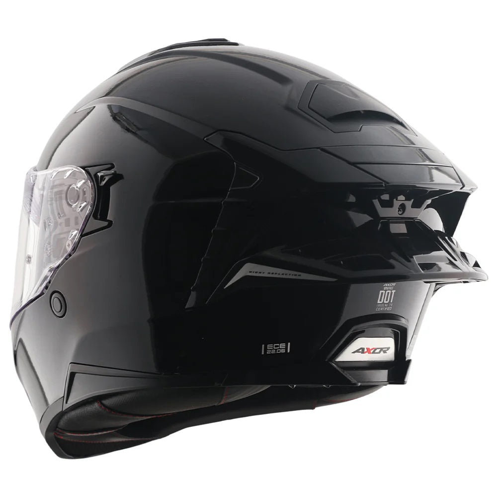 Axor Brutale Solid Gloss Black Dual Spoiler Helmet - AH Helmets