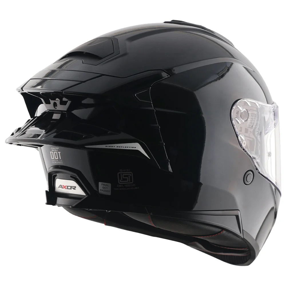 Axor Brutale Solid Gloss Black Dual Spoiler Helmet - AH Helmets