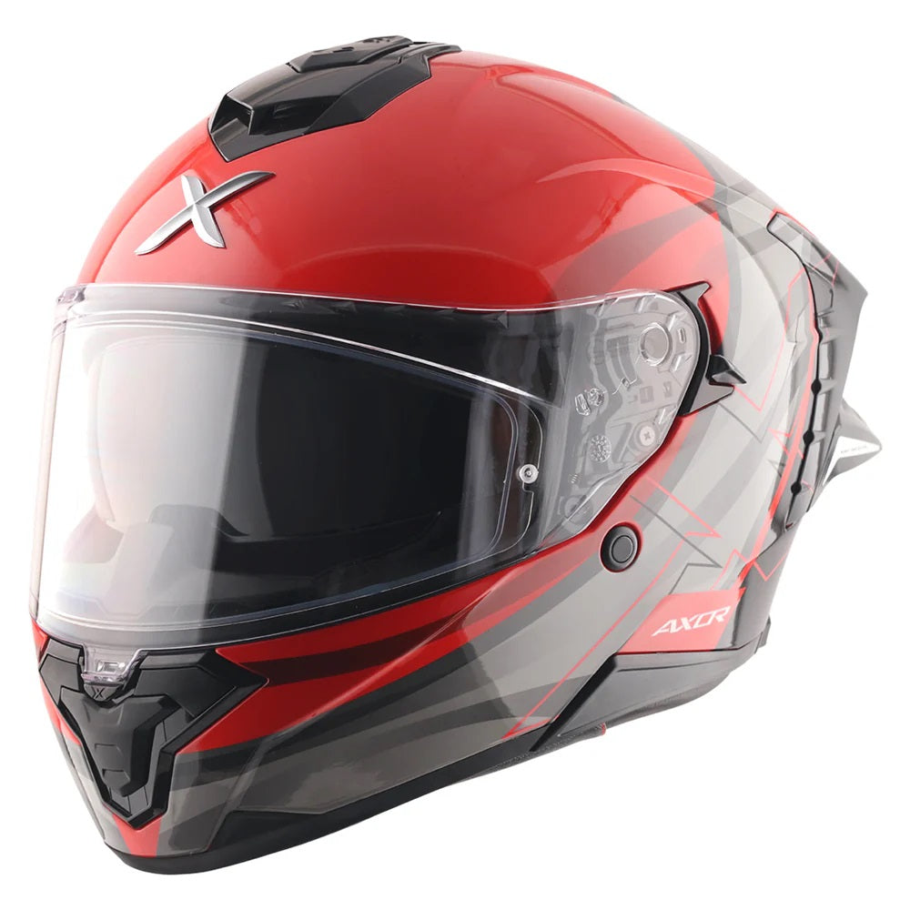 Axor Brutale Surges Dual Spoiler Red Grey Helmet - AH Helmets