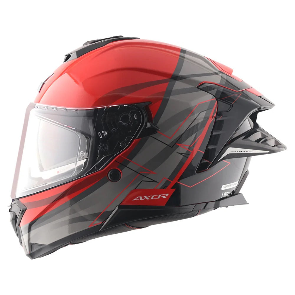 Axor Brutale Surges Dual Spoiler Red Grey Helmet - AH Helmets