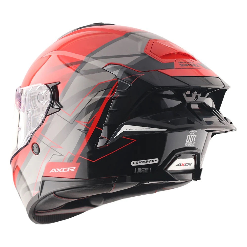 Axor Brutale Surges Dual Spoiler Red Grey Helmet - AH Helmets