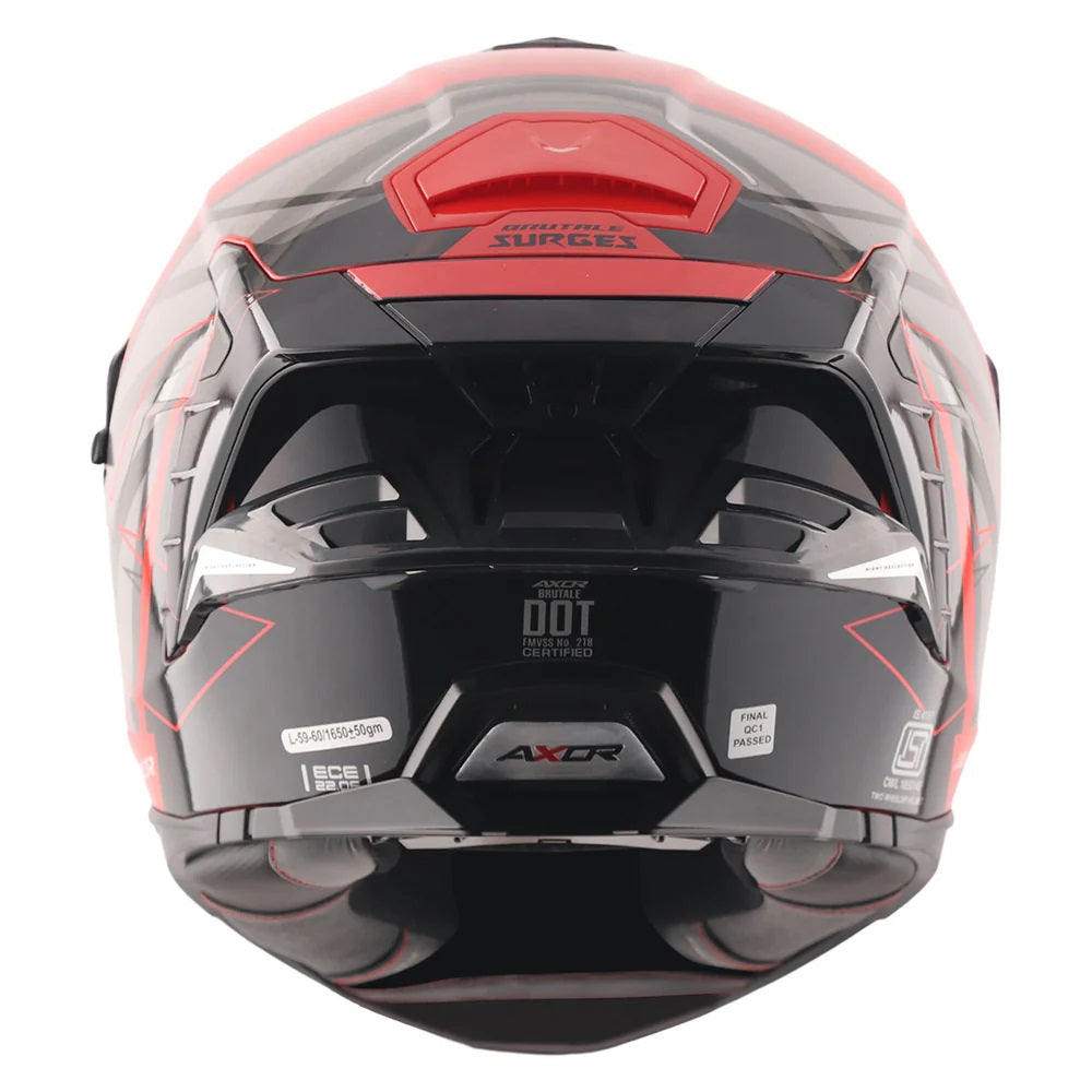 Axor Brutale Surges Dual Spoiler Red Grey Helmet - AH Helmets