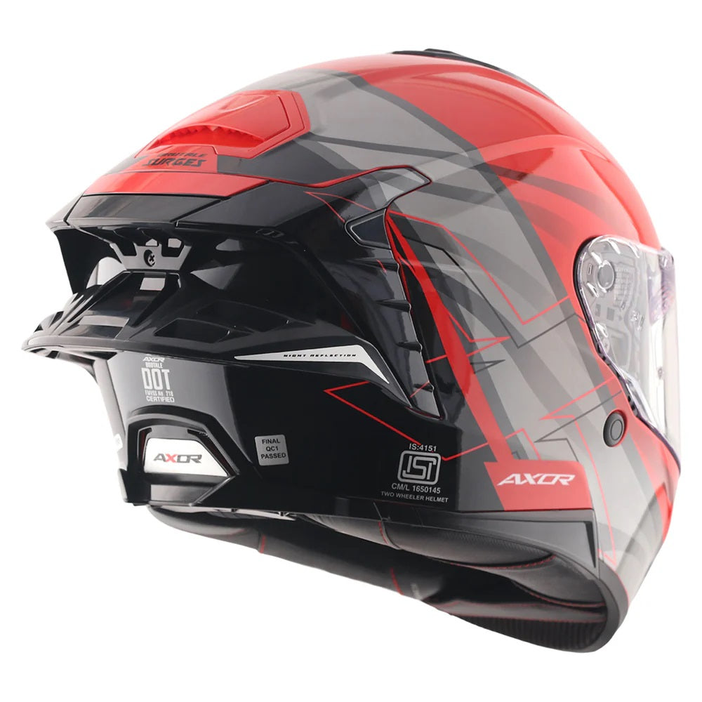 Axor Brutale Surges Dual Spoiler Red Grey Helmet - AH Helmets