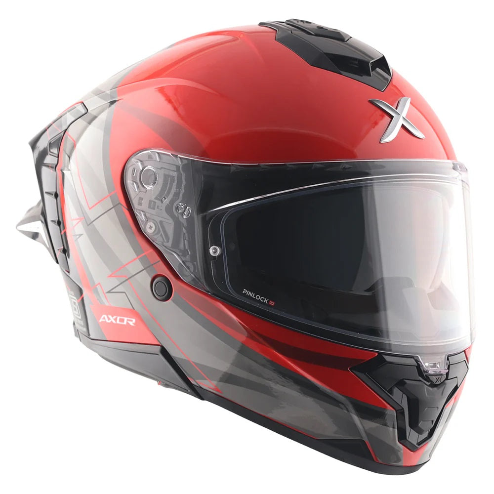 Axor Brutale Surges Dual Spoiler Red Grey Helmet - AH Helmets