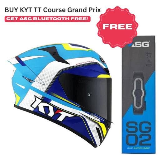 KYT TT Course Grand Prix White/Light Blue Helmet