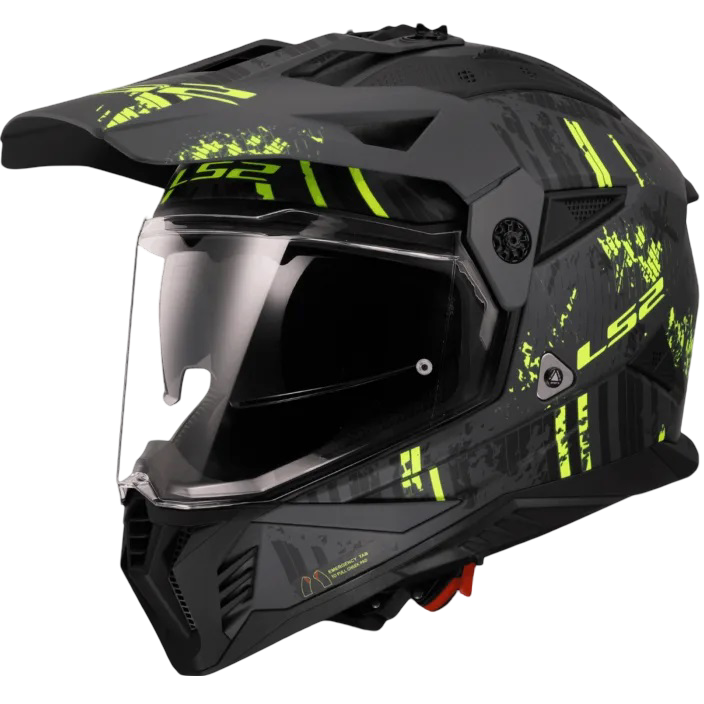LS2 MX436 Pioneer II Crazy Matt Black Hi-Viz Yellow - 06 - AH Helmets