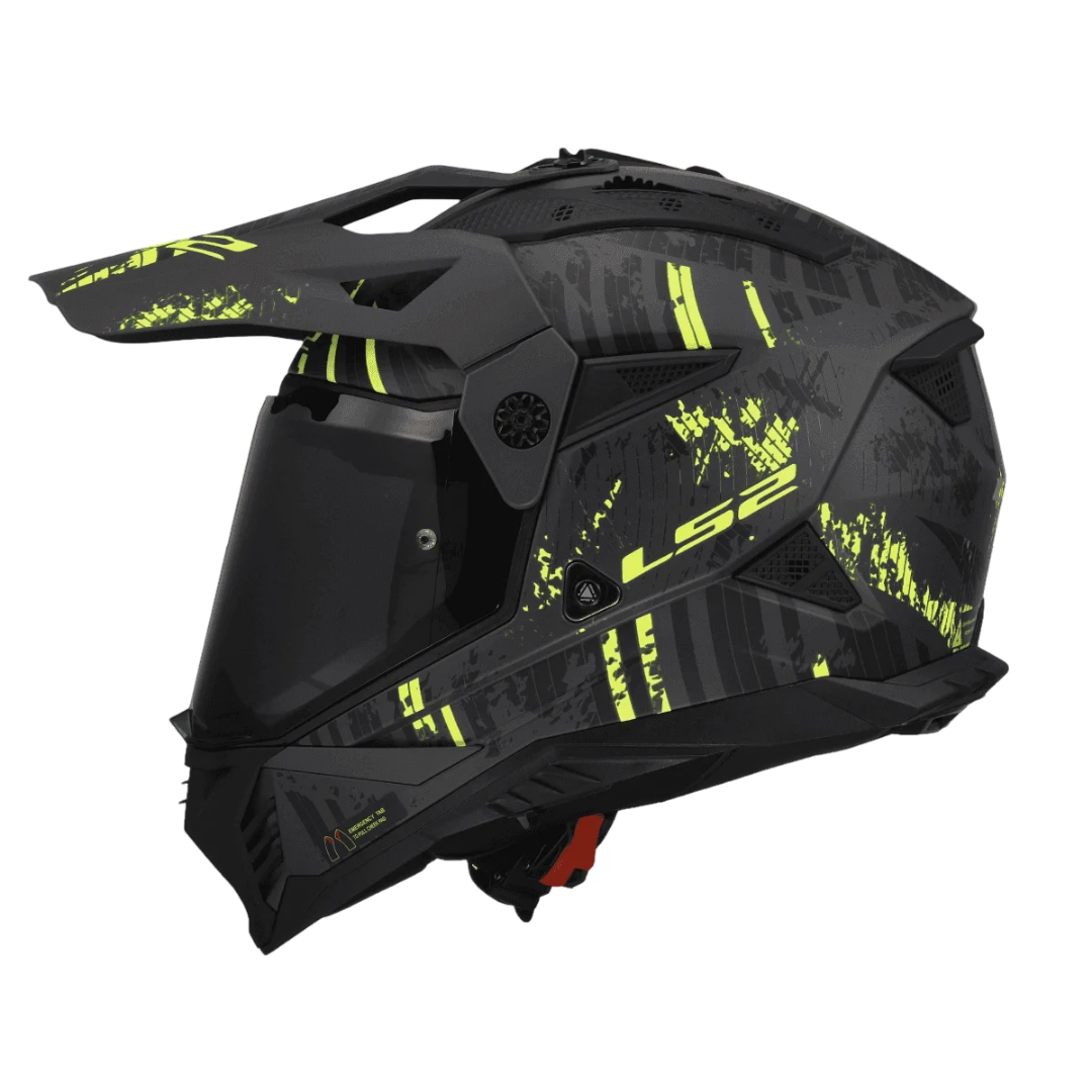 LS2 MX436 Pioneer II Crazy Matt Black Hi-Viz Yellow - 06 - AH Helmets