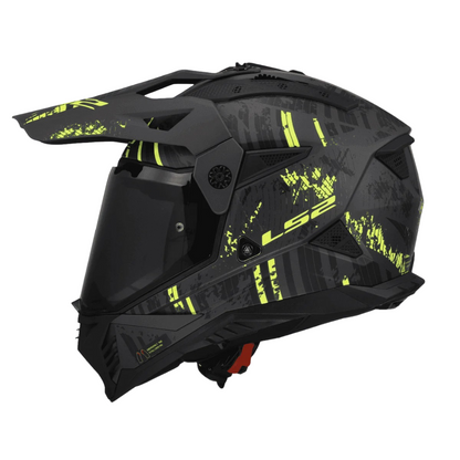 LS2 MX436 Pioneer II Crazy Matt Black Hi-Viz Yellow - 06 - AH Helmets
