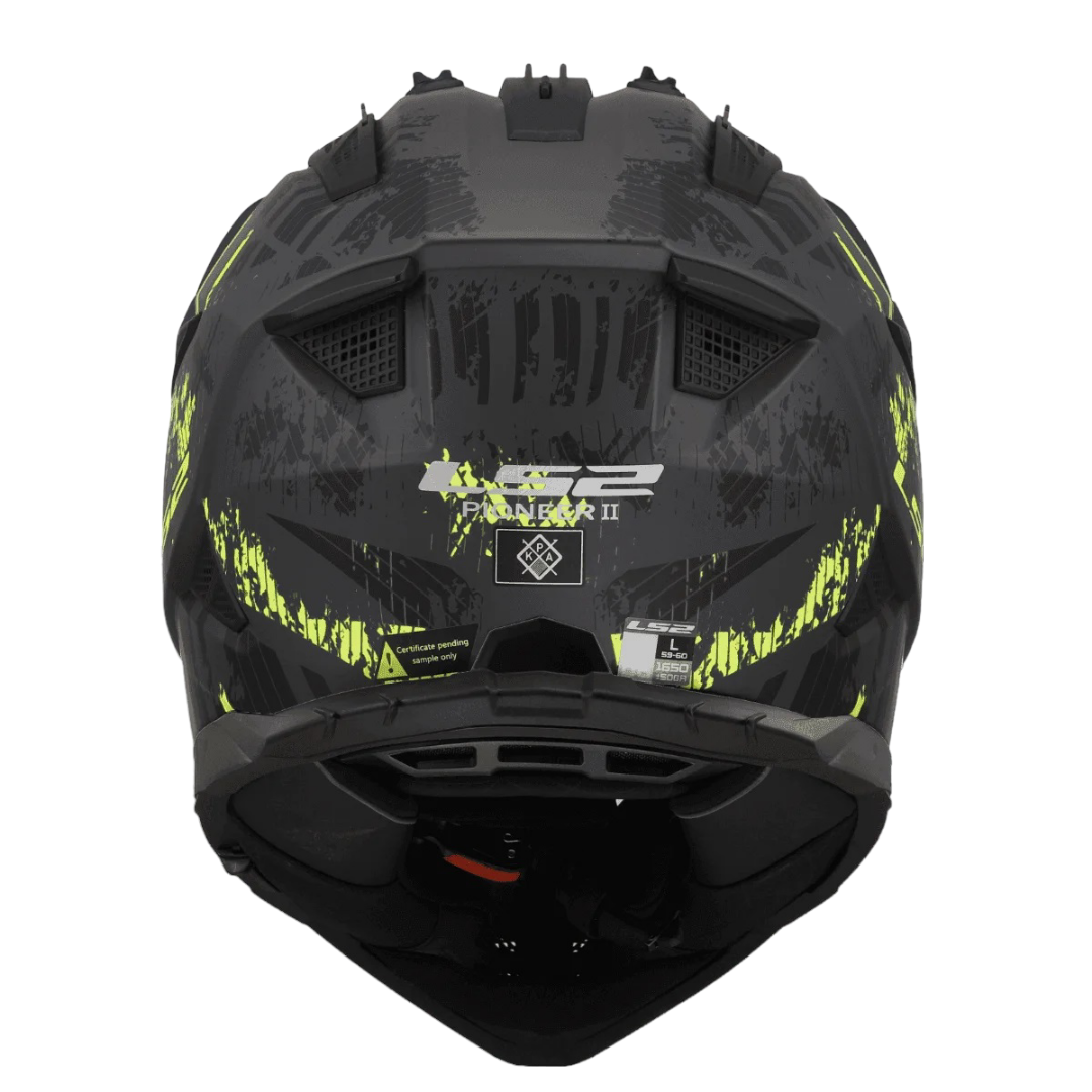 LS2 MX436 Pioneer II Crazy Matt Black Hi-Viz Yellow - 06 - AH Helmets