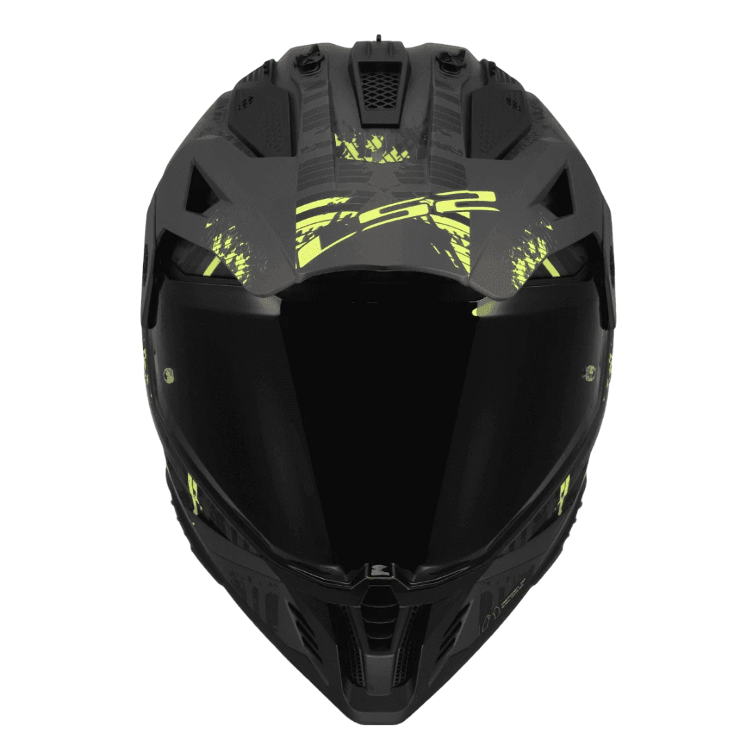 LS2 MX436 Pioneer II Crazy Matt Black Hi-Viz Yellow - 06 - AH Helmets