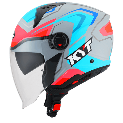 KYT D-City OVERTECH MATT ASPHALT GREY BLUE HELMETS