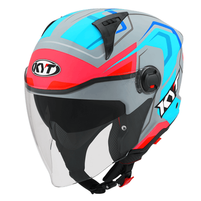 KYT D-City OVERTECH MATT ASPHALT GREY BLUE HELMETS