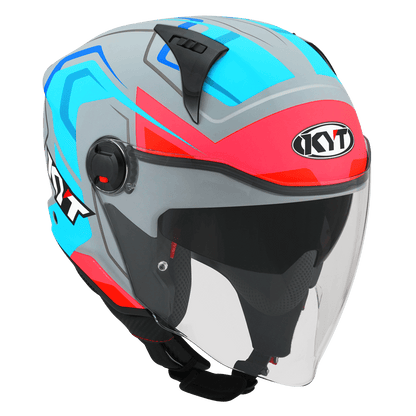 KYT D-City OVERTECH MATT ASPHALT GREY BLUE HELMETS