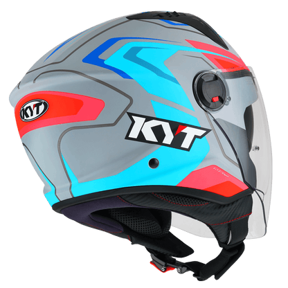 KYT D-City OVERTECH MATT ASPHALT GREY BLUE HELMETS