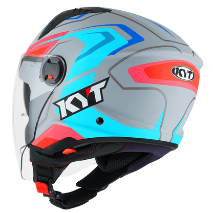 KYT D-City OVERTECH MATT ASPHALT GREY BLUE HELMETS