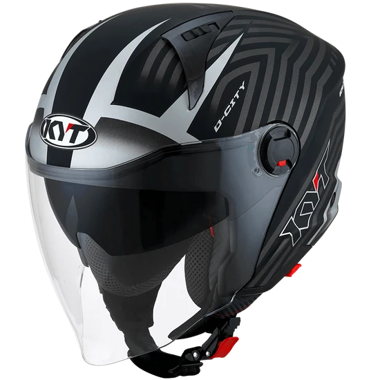 KYT D-City Lucent Matt Black Silver Helmet