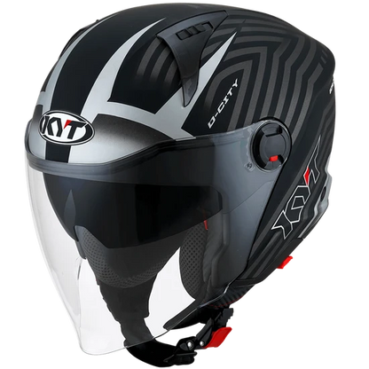 KYT D-City Lucent Matt Black Silver Helmet
