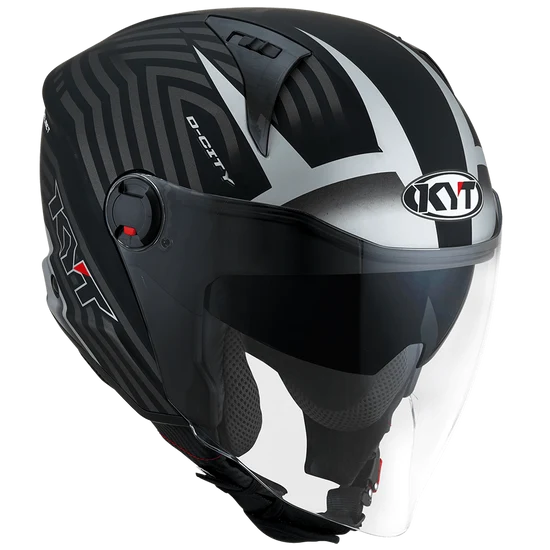 KYT D-City Lucent Matt Black Silver Helmet