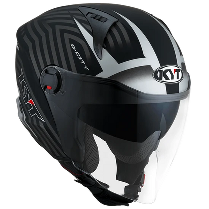 KYT D-City Lucent Matt Black Silver Helmet
