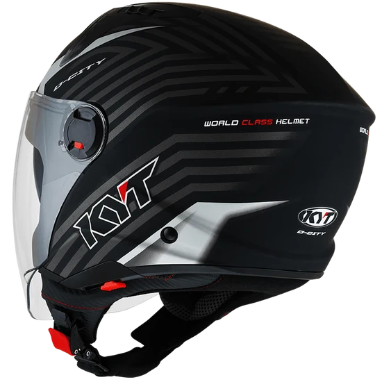 KYT D-City Lucent Matt Black Silver Helmet