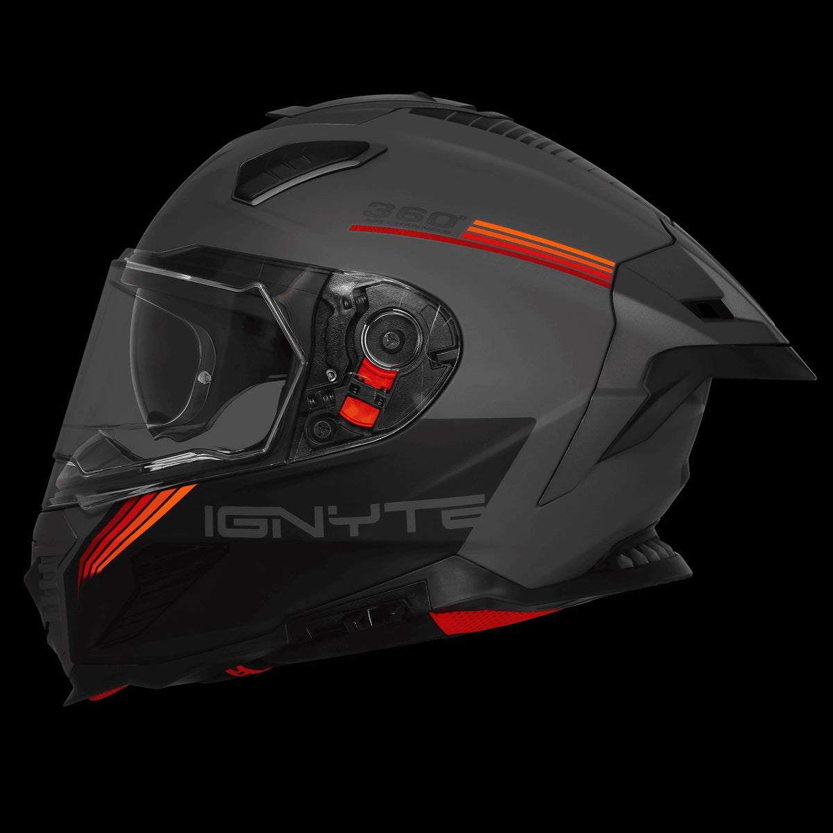 Steelbird IGNYTE IGN-16 GLOSSY DARK GREY ANTHRACITE WITH RED ORANGE ISS DOT Helmets