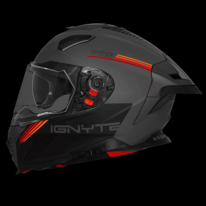 Steelbird IGNYTE IGN-16 GLOSSY DARK GREY ANTHRACITE WITH RED ORANGE ISS DOT Helmets