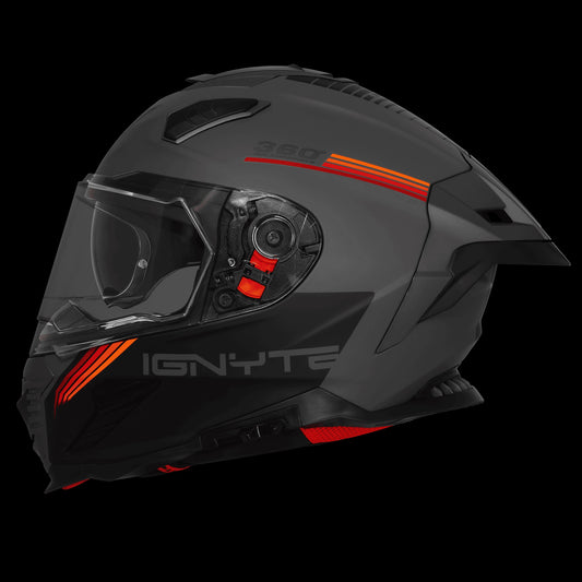 Steelbird IGNYTE IGN-16 GLOSSY DARK GREY ANTHRACITE WITH RED ORANGE ISS DOT Helmets