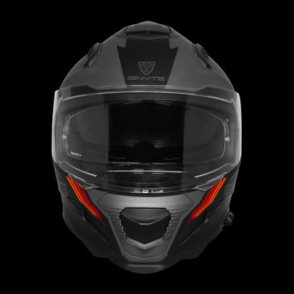Steelbird IGNYTE IGN-16 GLOSSY DARK GREY ANTHRACITE WITH RED ORANGE ISS DOT Helmets