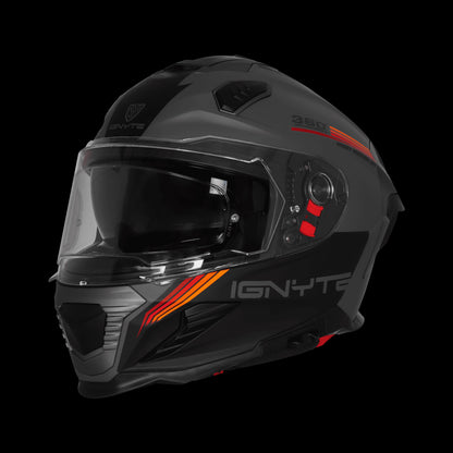 Steelbird IGNYTE IGN-16 GLOSSY DARK GREY ANTHRACITE WITH RED ORANGE ISS DOT Helmets