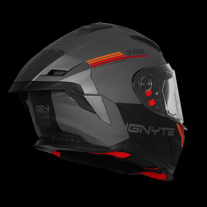 Steelbird IGNYTE IGN-16 GLOSSY DARK GREY ANTHRACITE WITH RED ORANGE ISS DOT Helmets