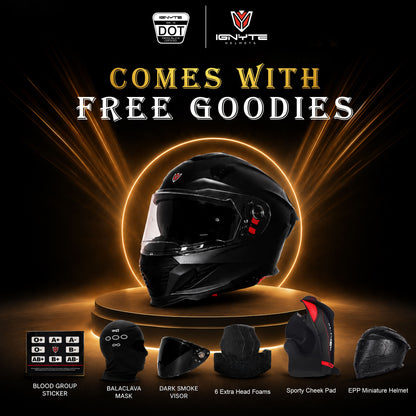 Steelbird IGNYTE IGN-16 GLOSSY DARK GREY ANTHRACITE WITH RED ORANGE ISS DOT Helmets