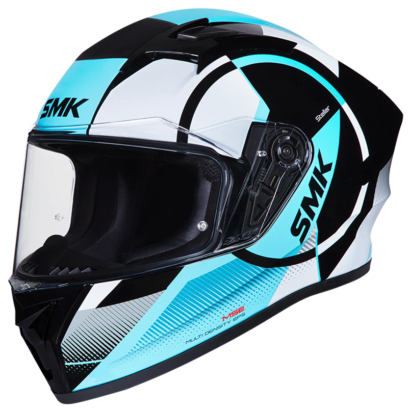 SMK Stellar Sports Faro Gloss Black White Blue (GL215) Helmet