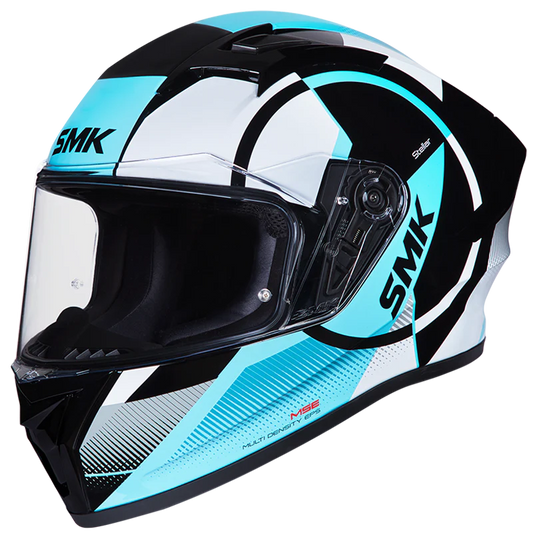 SMK Stellar Sports Faro Gloss Black White Blue (GL215) Helmet