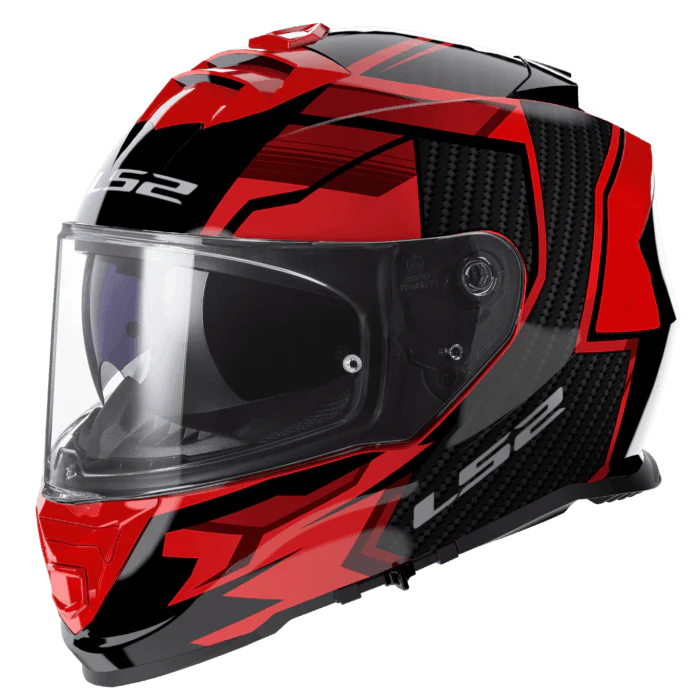 LS2 FF800 STORM II TRACKER GLOSS BLACK RED-06(D-RING)