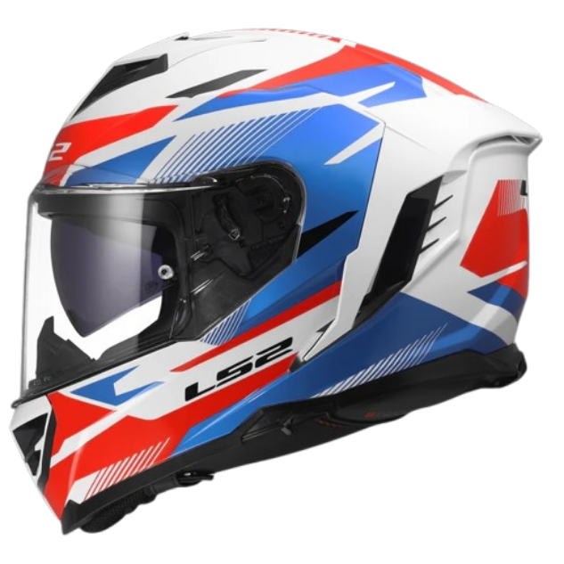 LS2 FF818 STORM III KOMAI GLOSS WHITE BLUE RED (ECE 22.06)