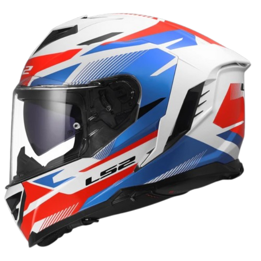 LS2 FF818 STORM III KOMAI GLOSS WHITE BLUE RED (ECE 22.06)
