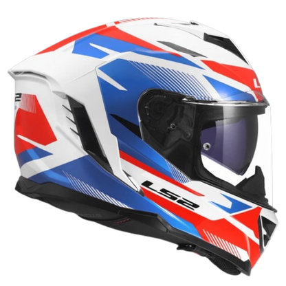 LS2 FF818 STORM III KOMAI GLOSS WHITE BLUE RED (ECE 22.06)