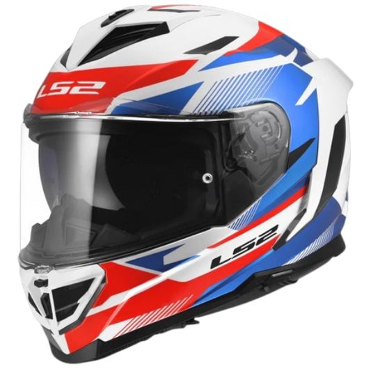 LS2 FF818 STORM III KOMAI GLOSS WHITE BLUE RED (ECE 22.06)